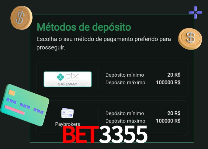 O cassino Bet3355 oferece uma grande variedade de métodos de pagamento